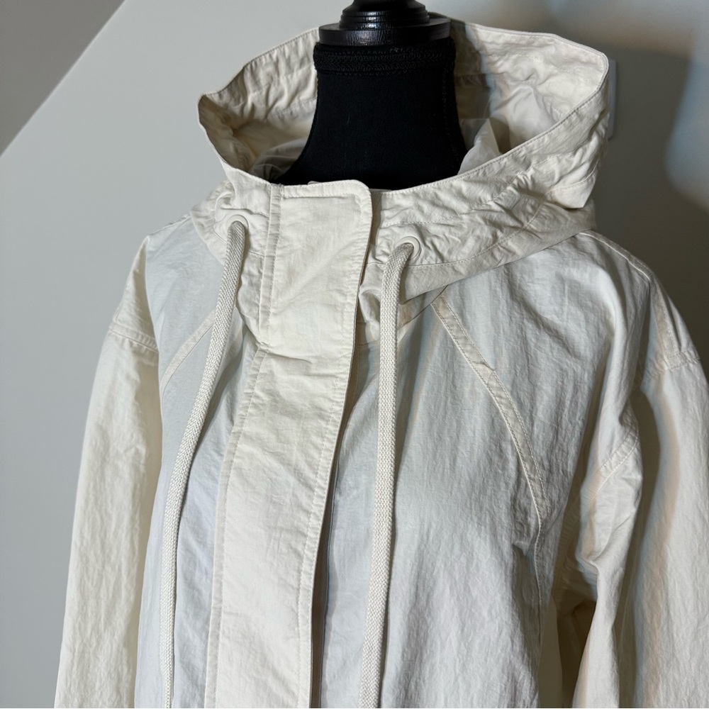 ATHLETA New Everywhere Anorak Lightweight Long Jacket Coat Cream Ivory Sz Large - Picture 4 of 12